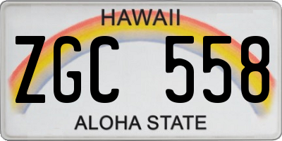 HI license plate ZGC558
