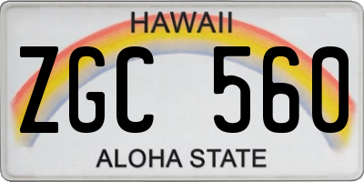 HI license plate ZGC560