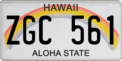 HI license plate ZGC561