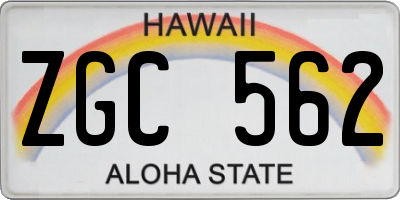 HI license plate ZGC562