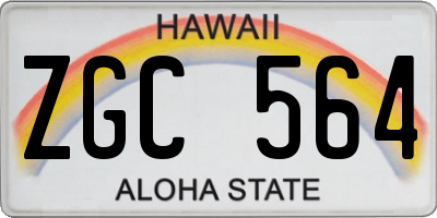HI license plate ZGC564