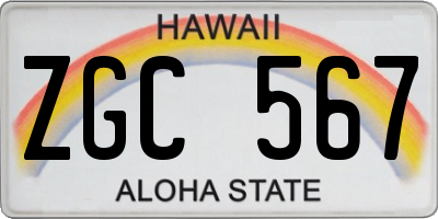 HI license plate ZGC567