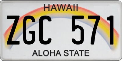HI license plate ZGC571