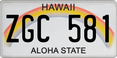 HI license plate ZGC581