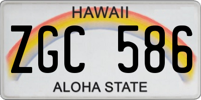 HI license plate ZGC586