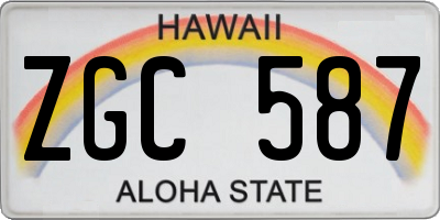 HI license plate ZGC587