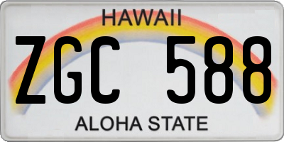 HI license plate ZGC588