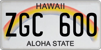 HI license plate ZGC600