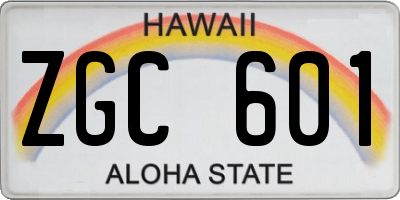 HI license plate ZGC601