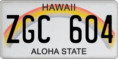 HI license plate ZGC604