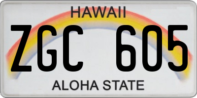 HI license plate ZGC605