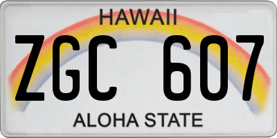 HI license plate ZGC607