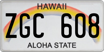 HI license plate ZGC608
