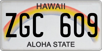 HI license plate ZGC609