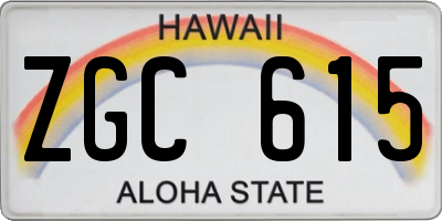 HI license plate ZGC615
