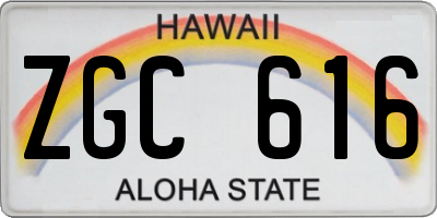 HI license plate ZGC616
