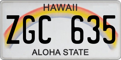 HI license plate ZGC635