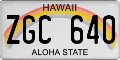 HI license plate ZGC640