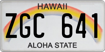 HI license plate ZGC641