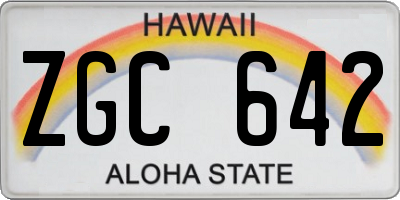 HI license plate ZGC642