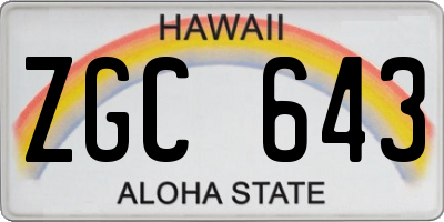 HI license plate ZGC643