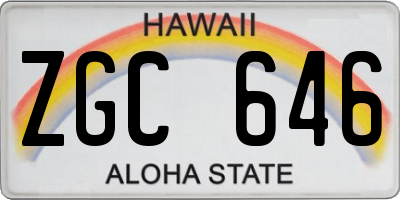 HI license plate ZGC646