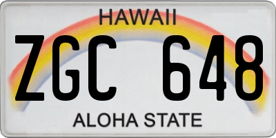 HI license plate ZGC648