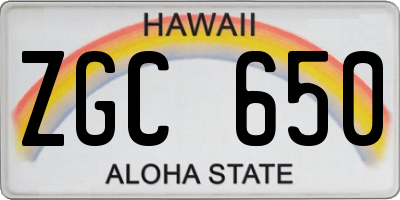 HI license plate ZGC650