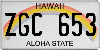 HI license plate ZGC653