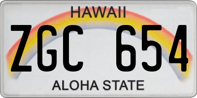 HI license plate ZGC654