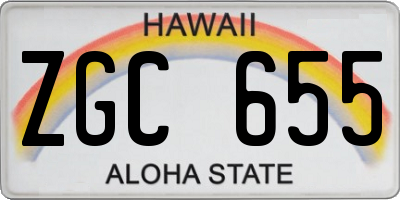 HI license plate ZGC655