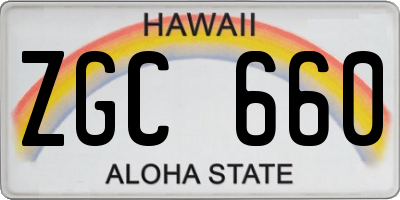 HI license plate ZGC660