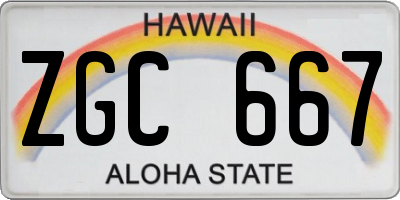 HI license plate ZGC667