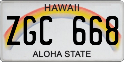 HI license plate ZGC668