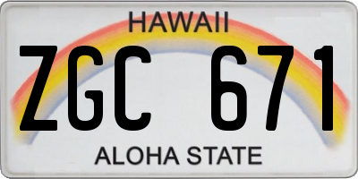 HI license plate ZGC671