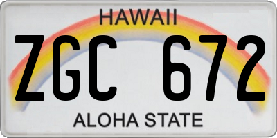 HI license plate ZGC672