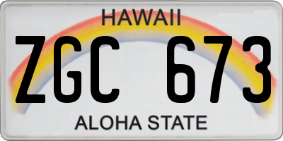 HI license plate ZGC673