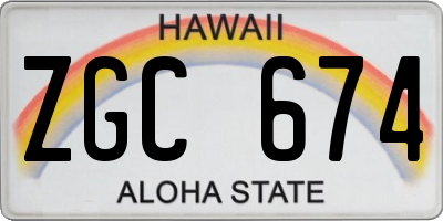 HI license plate ZGC674