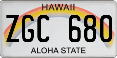 HI license plate ZGC680