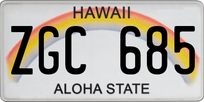 HI license plate ZGC685