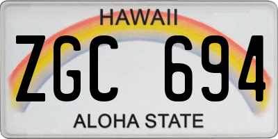 HI license plate ZGC694