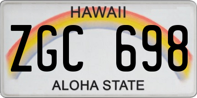 HI license plate ZGC698