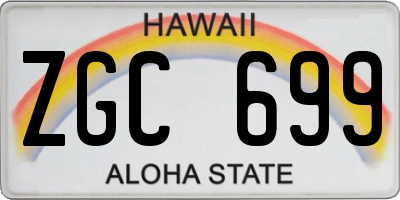 HI license plate ZGC699