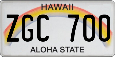 HI license plate ZGC700