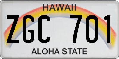 HI license plate ZGC701