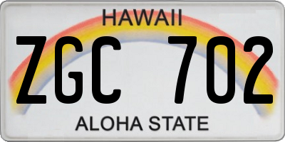 HI license plate ZGC702