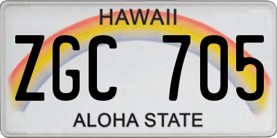 HI license plate ZGC705