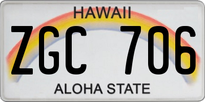 HI license plate ZGC706