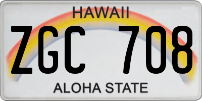 HI license plate ZGC708