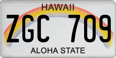 HI license plate ZGC709